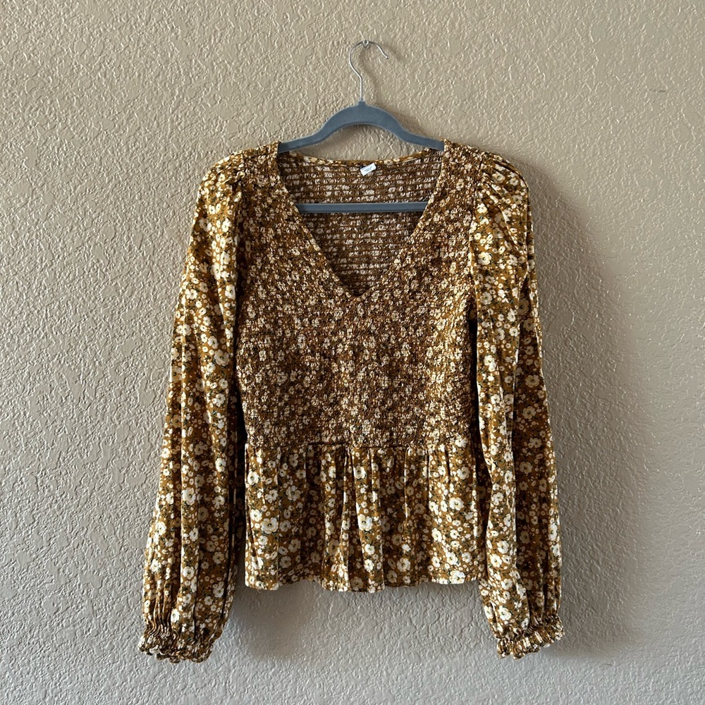 Old Navy Floral Brown Blouse